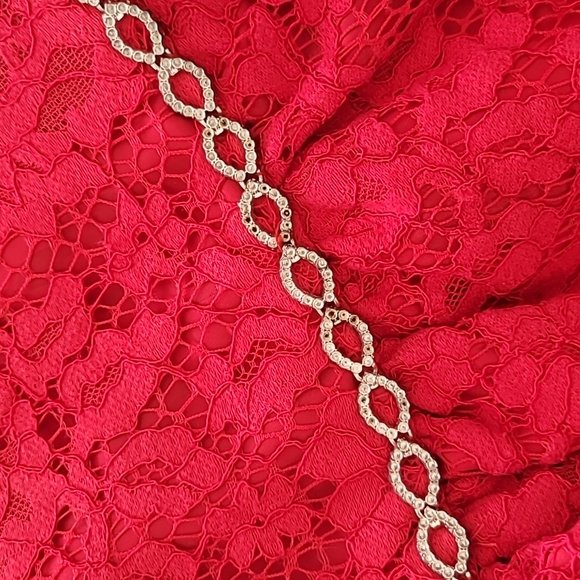 Girls Holiday Red Lace Dress - Picture 3 of 4